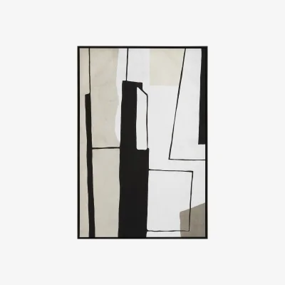 Homebase Astratto Abstract Wall Art - Monochrome - 83x123cm
