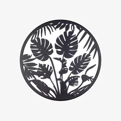 Homebase Jungle Leaf Garden Wall Art 35cm - Black