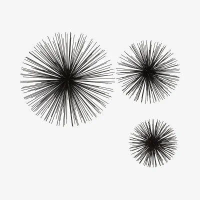 Homebase Mirano Set of 3 Black Starburst Wall Art