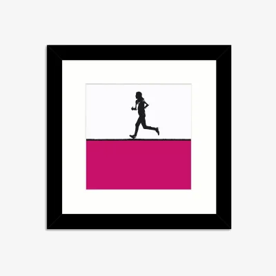 John Lewis Jacky Al-Samarraie - Running Framed Print, 33.5 x 33.5cm, Pink/Multi