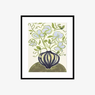 John Lewis John Lewis La Poire 'Sweet Peas' Framed Print & Mount, 62 x 52cm, Green/Black