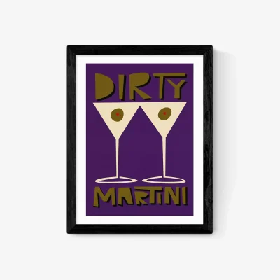 John Lewis EAST END PRINTS Fox & Velvet 'Dirty Martini' Framed Print