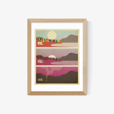John Lewis EAST END PRINTS Jazzberry Blue 'Campfire' Framed Print