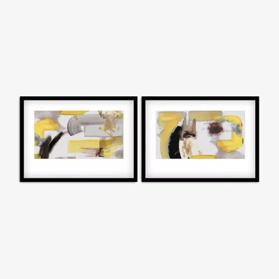 John Lewis PI Studio - 'Lines Written in Early Spring I & II' Abstract Framed Print, Set of 2, 53.5 x 73.5cm, Yellow/Multi