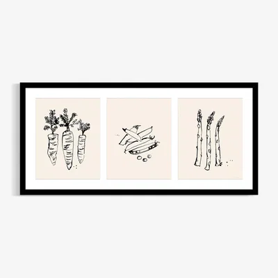 John Lewis John Lewis Lucy Deaner 'Garden Trio' Framed Print, 48.5 x 103.5cm, Black