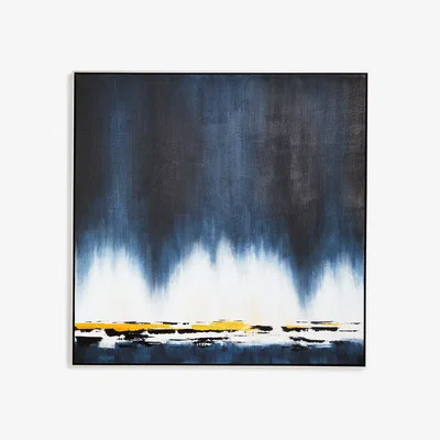 John Lewis John Lewis 'Midnight Skyline' Hand-Painted Framed Canvas, 122 x 122cm, Black/Blue