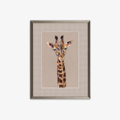 John Lewis Louise Luton - 'Ezekiel' Giraffe Framed Print & Mount, 42 x 32cm, Brown/Multi