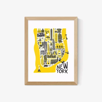 John Lewis EAST END PRINTS Fox & Velvet 'New York Map' Framed Print
