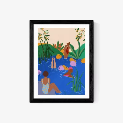 John Lewis EAST END PRINTS Sifa Mustafa 'Wild Swimming' Framed Print