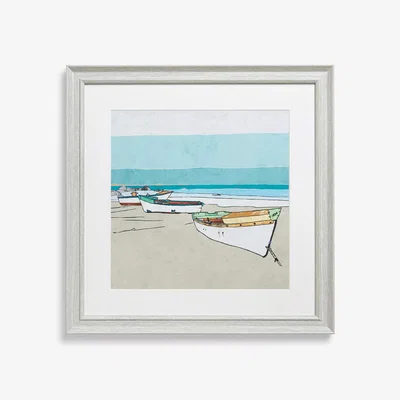 John Lewis John Lewis EL Cacho 'Lined Up' Framed Print & Mount, 45 x 45cm, Blue