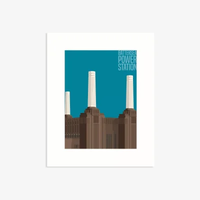 John Lewis Battersea Power Station London Unframed Print, 50 x 40cm, Blue/Brown