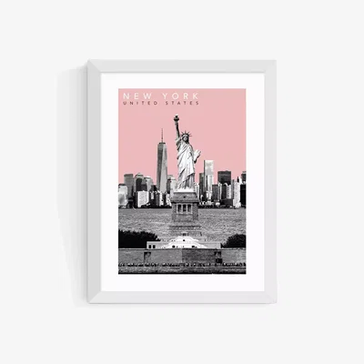 John Lewis EAST END PRINTS Becks Norf Design 'New York Pink' Framed Print