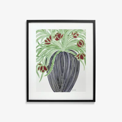 John Lewis John Lewis La Poire 'May Tulips' Framed Print & Mount, 62 x 52cm, Black/Green