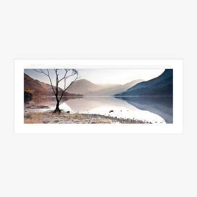 John Lewis John Lewis James Bell 'Buttermere Tree' Framed Print & Mount, 49.5 x 104.5cm, Blue