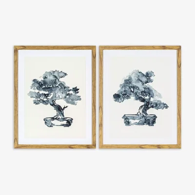 John Lewis 'Bonsai' - Framed Print & Mount, Set of 2, 50 x 40cm, Grey
