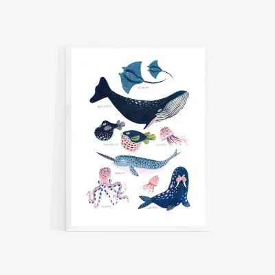 John Lewis EAST END PRINTS Amber Davenport 'Sea Creatures' Framed Print