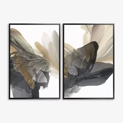 John Lewis Vicki McFarland - 'Emerging Gold I & II' Framed Canvas Print, Set of 2, 94 x 64cm, Grey