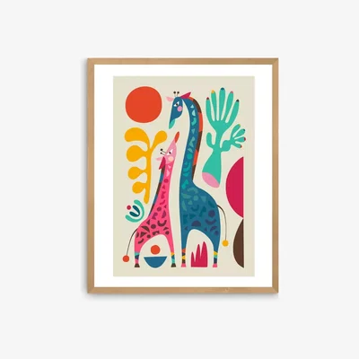 John Lewis Rachel Lee - 'Giraffes' Wood Framed Print, 52 x 42cm, Multi