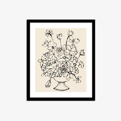John Lewis John Lewis Lucy Deaner 'Flowers in a Pedastal Vase' Framed Print & Mount, 63.5 x 53.5cm, Black