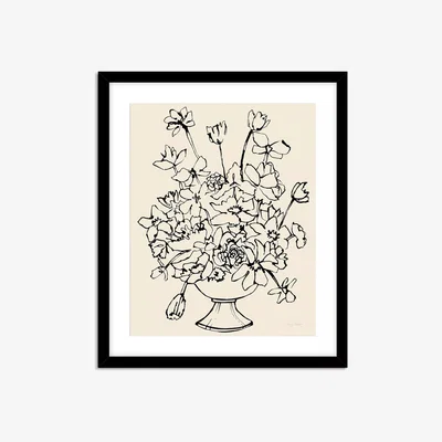John Lewis John Lewis Lucy Deaner 'Flowers in a Pedastal Vase' Framed Print & Mount, 63.5 x 53.5cm, Black