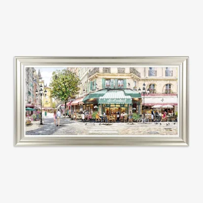 John Lewis Richard Macneil - 'Paris Cafe' Framed Print, 56 x 111cm, Multi