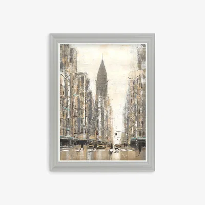John Lewis Jon Barker - Chrysler Building New York Street 2 Framed Print, 91 x 71cm, Grey/Multi