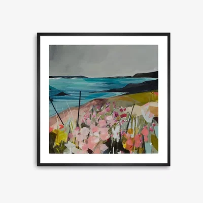 John Lewis Louise Body - 'Looking at the Bright Side' Floral Framed Print & Mount, 50 x 50cm, Blue/Multi