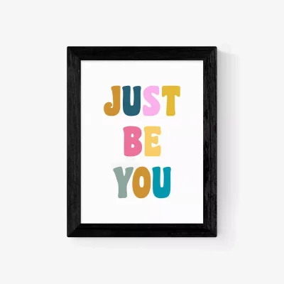 John Lewis EAST END PRINTS apricot+birch 'Just Be You' Framed Print