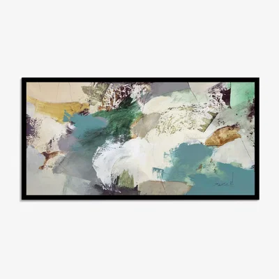 John Lewis John Lewis Natasha Barnes 'Evergreen' Abstract Framed Print, 63.5 x 123.5cm, Green/Multi