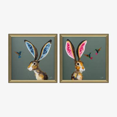 John Lewis John Lewis Quinn Russell 'Luca Love' & 'Strawberry Shortcake' Framed Prints, Set of 2, 55 x 55cm, Green/Gold
