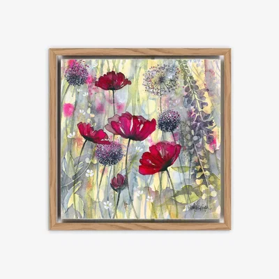 John Lewis Catherine Stephenson - Poppies Framed Canvas Print, 29 x 29cm, Red