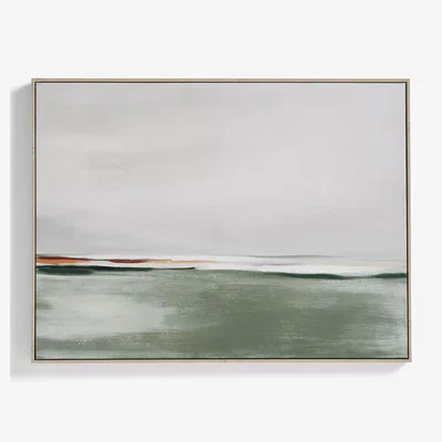 John Lewis John Lewis 'Misty Fields' Abstract Framed Canvas, 75 x 100cm, Green/Multi