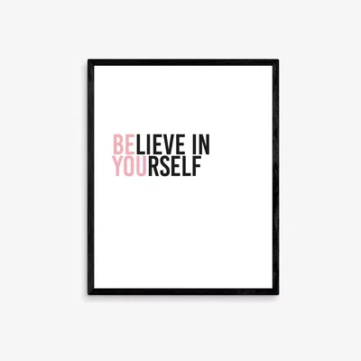 John Lewis Colour TV - 'Believe In Yourself' Framed Print, 52 x 42cm, Black/Pink