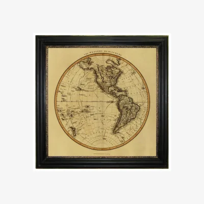John Lewis Vintage Maps Collection - Western Hemisphere Framed Print, 91 x 91cm