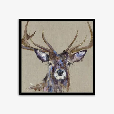 John Lewis John Lewis Louise Luton 'Majesty' Stag Framed Print, 84.5 x 84.5cm, Brown/Multi