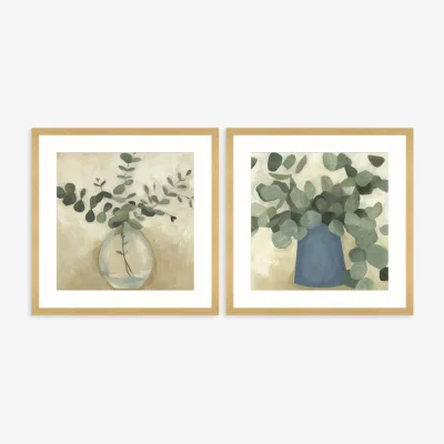 John Lewis Emma Scarvey - 'Still Life' Framed Print & Mount, Set of 2, 61.5 x 61.5cm, Green/Multi