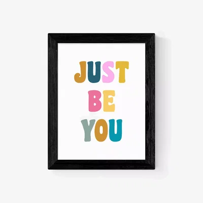 John Lewis EAST END PRINTS apricot+birch 'Just Be You' Framed Print
