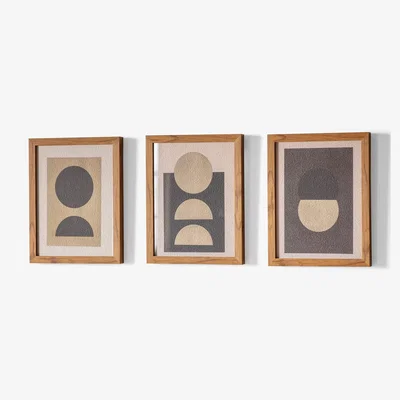 John Lewis 'Eclipse' - Abstract Framed Prints, Set of 3, 34 x 26.5cm, Brown