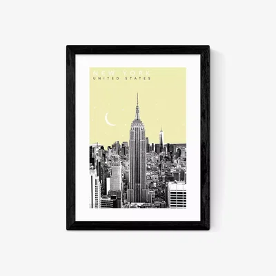 John Lewis EAST END PRINTS Becks Norf Design 'New York Yellow' Framed Print