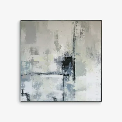 John Lewis Urban Cityscape - Abstract Framed Canvas Print, 102.5 x 102.5cm, Grey/White
