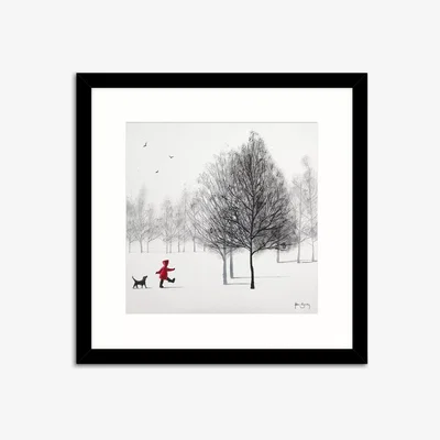 John Lewis Adam Barsby - Red Coat Framed Print & Mount, 54.5 x 54.5cm, White/Black