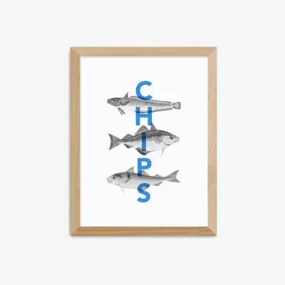 John Lewis EAST END PRINTS Rocket Jack 'Fish and Chips' Framed Print