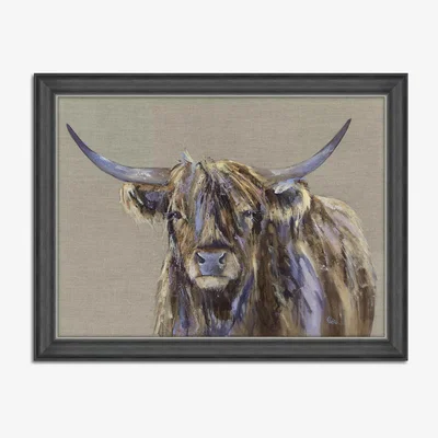 John Lewis John Lewis Louise Luton 'Archie' Highland Cow Framed Print, 57 x 112cm, Brown/Multi