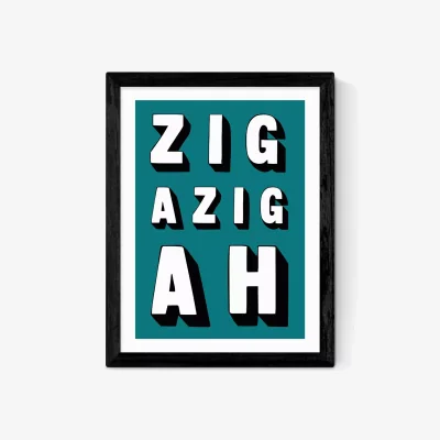 John Lewis EAST END PRINTS Indieprints 'Zig-Azig-Ah' Framed Print, Teal
