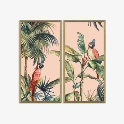 John Lewis Eva Watts - 'Tropica II' Framed Prints, Set of 2, 82 x 42cm, Green/Multi