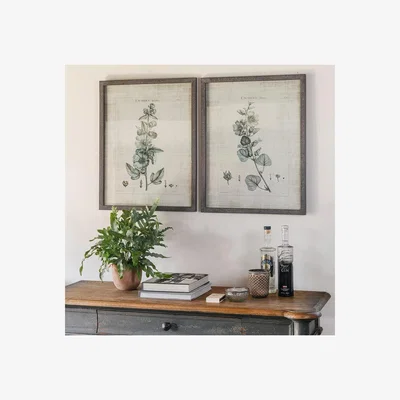 John Lewis One.World Brookby Lavatera Wood Framed Print, Set of 2, 70 x 55cm, Grey