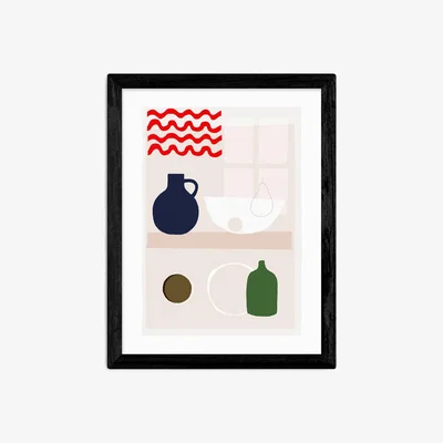 John Lewis EAST END PRINTS Francesca Iannaccone 'Kettle's Yard Red Curtains' Framed Print