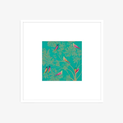 John Lewis John Lewis Sara Miller 'Green Birds' Framed Print & Mount, 52 x 52cm, Green