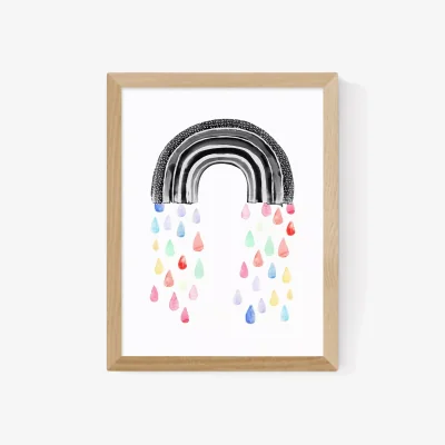 John Lewis EAST END PRINTS Wonder & Rah 'Rainbow Rain' Framed Print