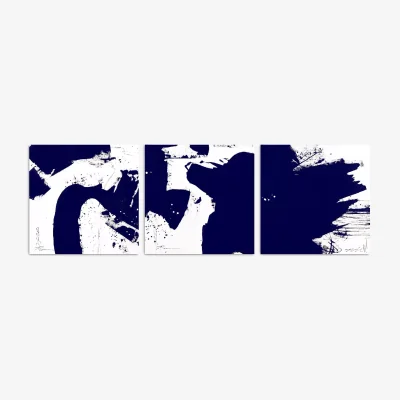 John Lewis Natasha Barnes - 'Bold Salute' Canvas Print, Set of 3, 50 x 50cm, Blue
